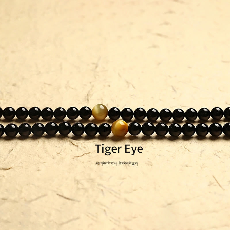 Stone of buddha Tibetan 108 Mala Beads Black Onyx Three-eyed Dzi Beads Protection Bracelet