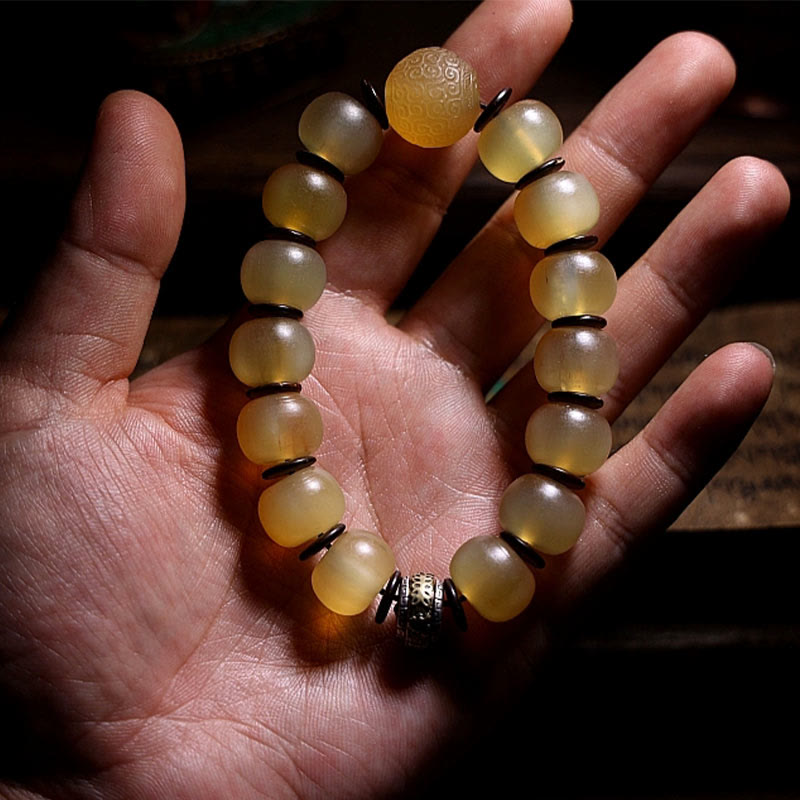 Stone of buddha Handmade Tibetan Sheep Horn Om Mani Padme Hum Auspiciousness Bracelet