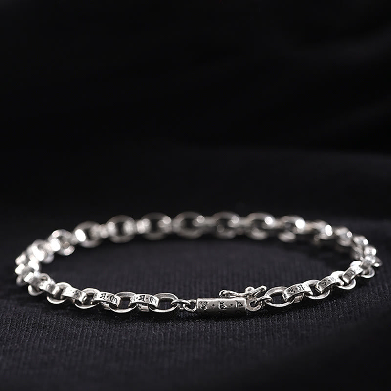 Stone of buddha 925 Sterling Silver Om Mani Padme Hum Carved Design Creativity Metal Bracelet