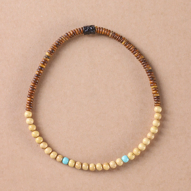 Stone of buddha Sandalwood Small Leaf Red Sandalwood Thuja Sutchuenensis Boxwood Turquoise Protection Double Wrap Bracelet