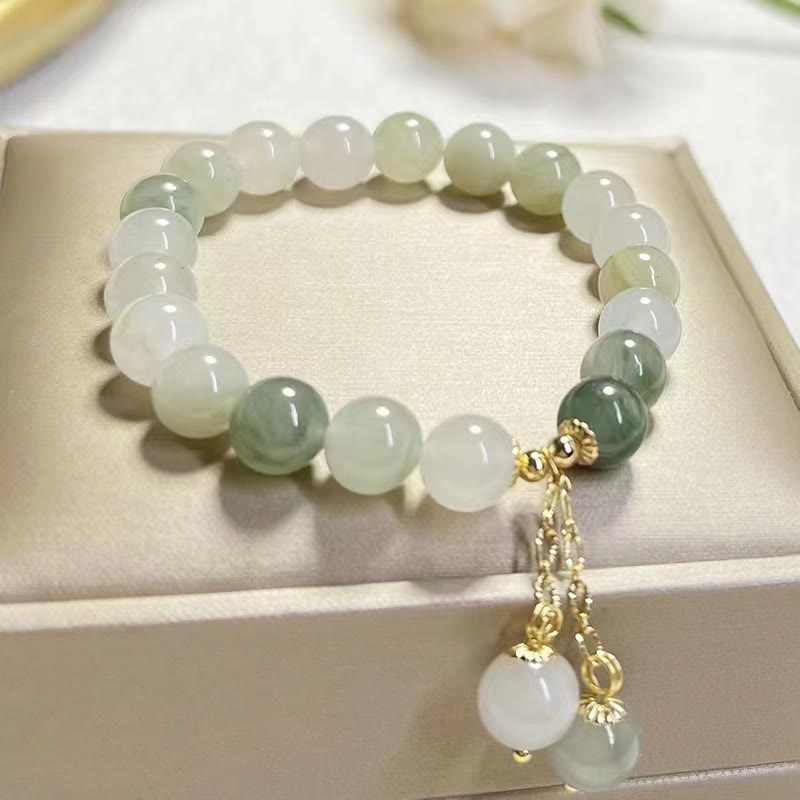 Stone of buddha Natural Gradient Jade Abundance Luck Bead Charm Bracelet