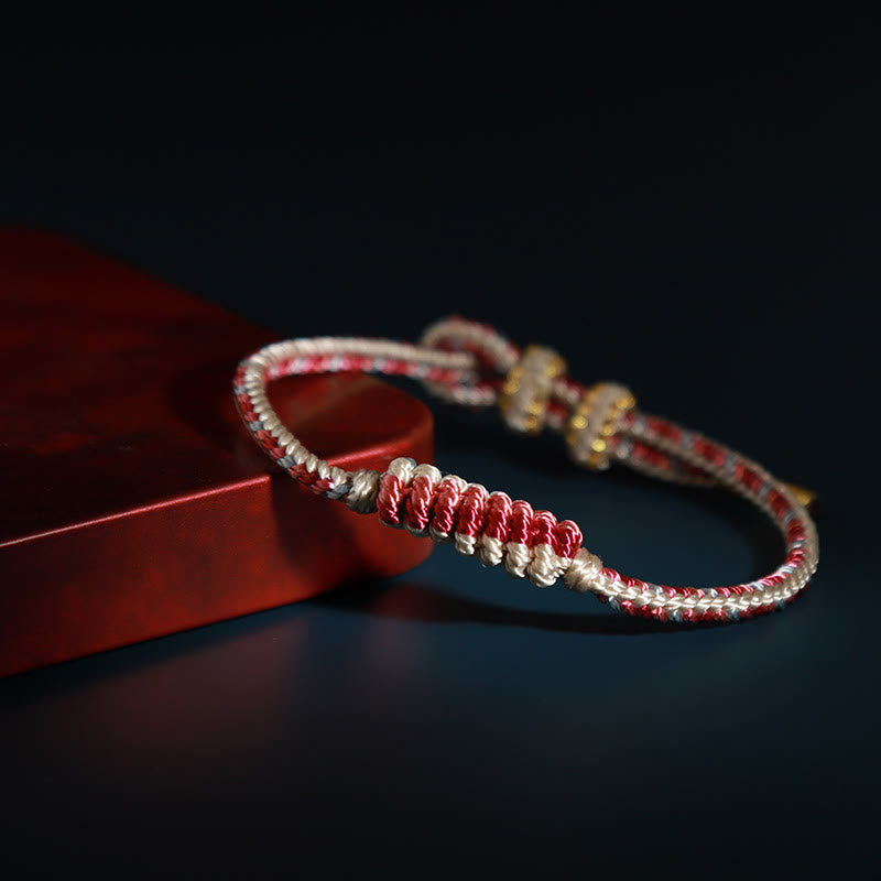 Stone of buddha Tibetan Handmade Eight Thread Peace Knot Prayer Wheel Braided Protection Bracelet