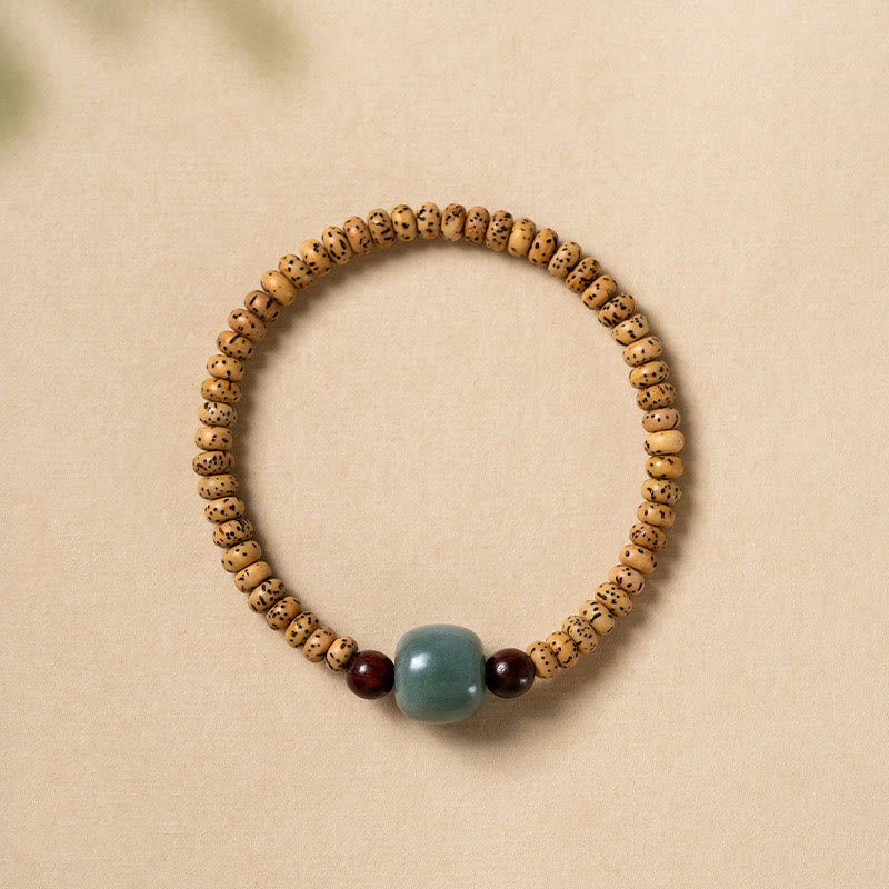 Stone of buddha Bodhi Seed Small Leaf Red Sandalwood Wisdom Bracelet