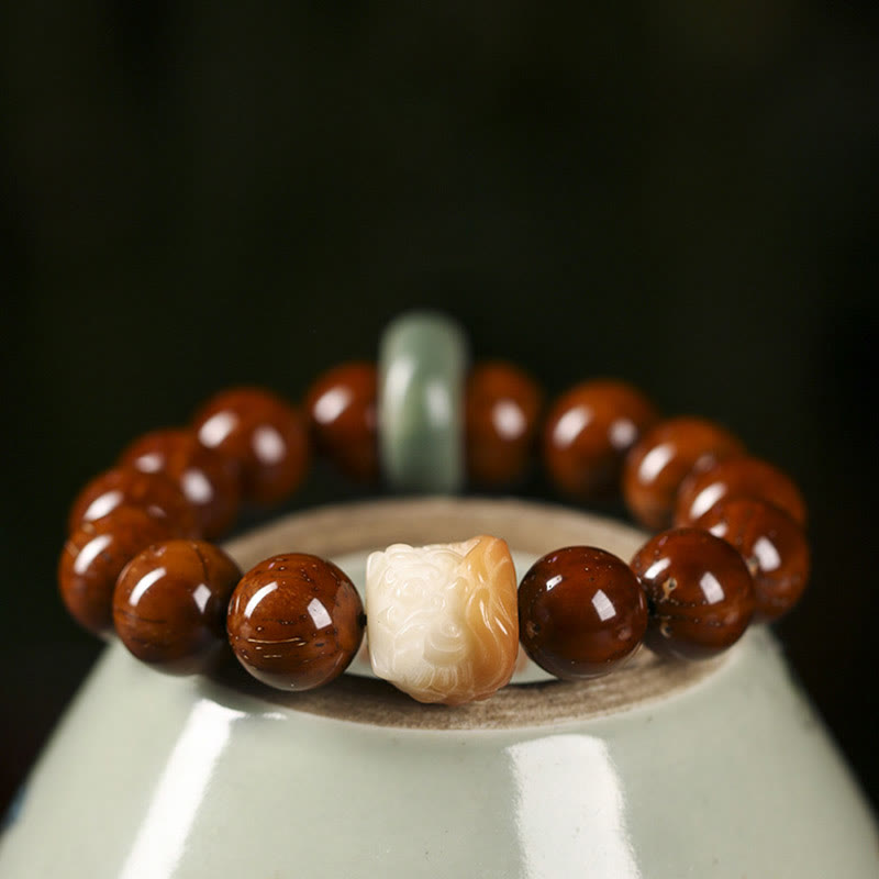 Stone of buddha Purple Bodhi Seed Dancing Lion Wisdom Bracelet