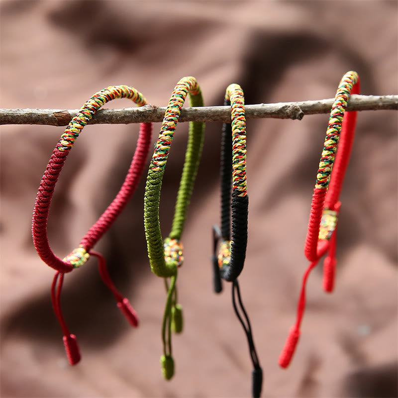 Stone of buddha Tibetan Handmade Multicolor King Kong Knot Luck Strength Braided Bracelet