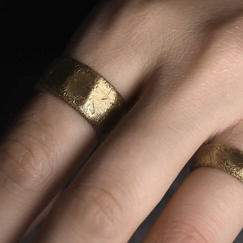 Stone of buddha Tibetan Simple Design Copper Brass Frosted Wealth Ring