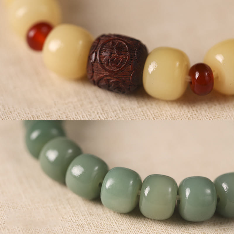 Stone of buddha Bodhi Seed Auspicious Cloud Fu Character Bead Peace Bracelet