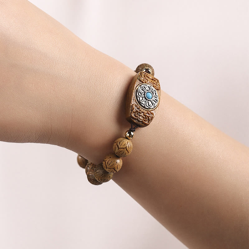 Stone of buddha Green Sandalwood Ebony Wood Sandalwood Om Mani Padme Hum Soothing Bracelet