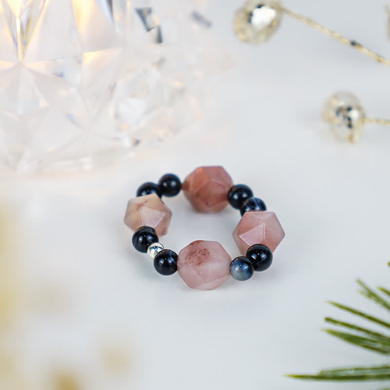 Stone of buddha Yin Yang Symbol Balance Luck Ring