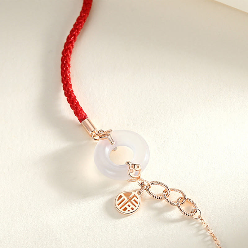 Stone of buddha 925 Sterling Silver Peace Buckle Chalcedony Fu Character Harmony Bracelet