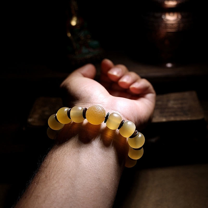 Stone of buddha Handmade Tibetan Sheep Horn Om Mani Padme Hum Auspiciousness Bracelet