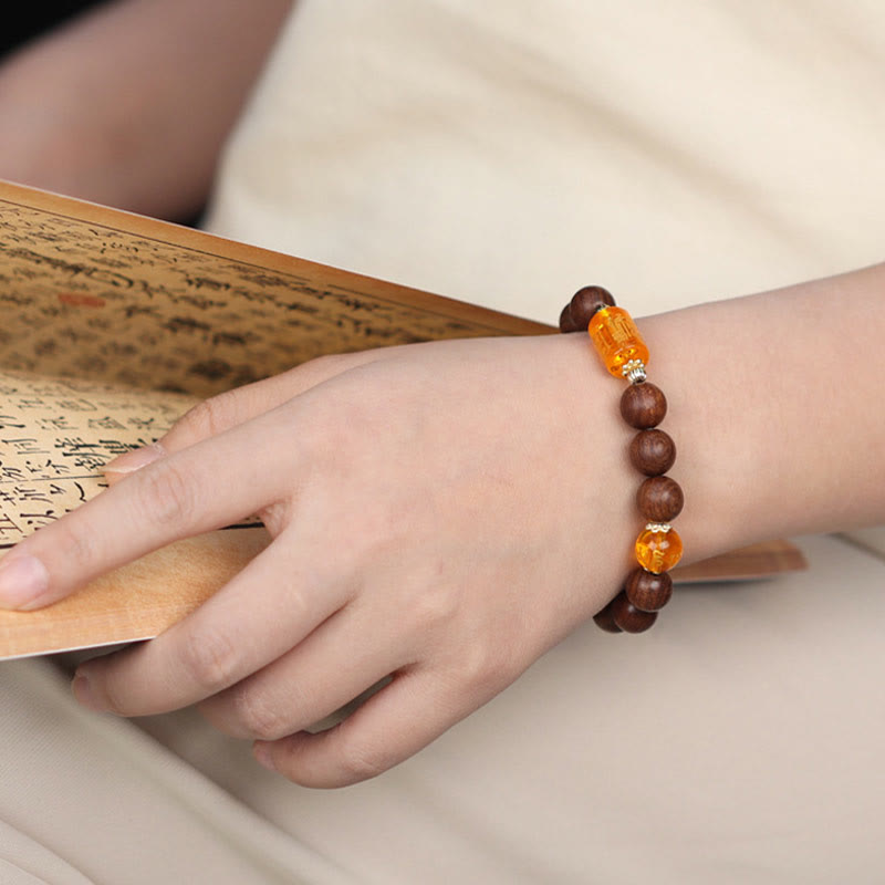Stone of buddha Natural Phoebe Zhennan Wood Om Mani Padme Hum God Of Wealth Crystal Protection Bracelet