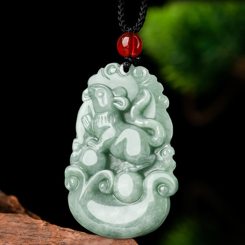 Stone of buddha Natural Green Jade 12 Chinese Zodiac Luck Prosperity Necklace Pendant