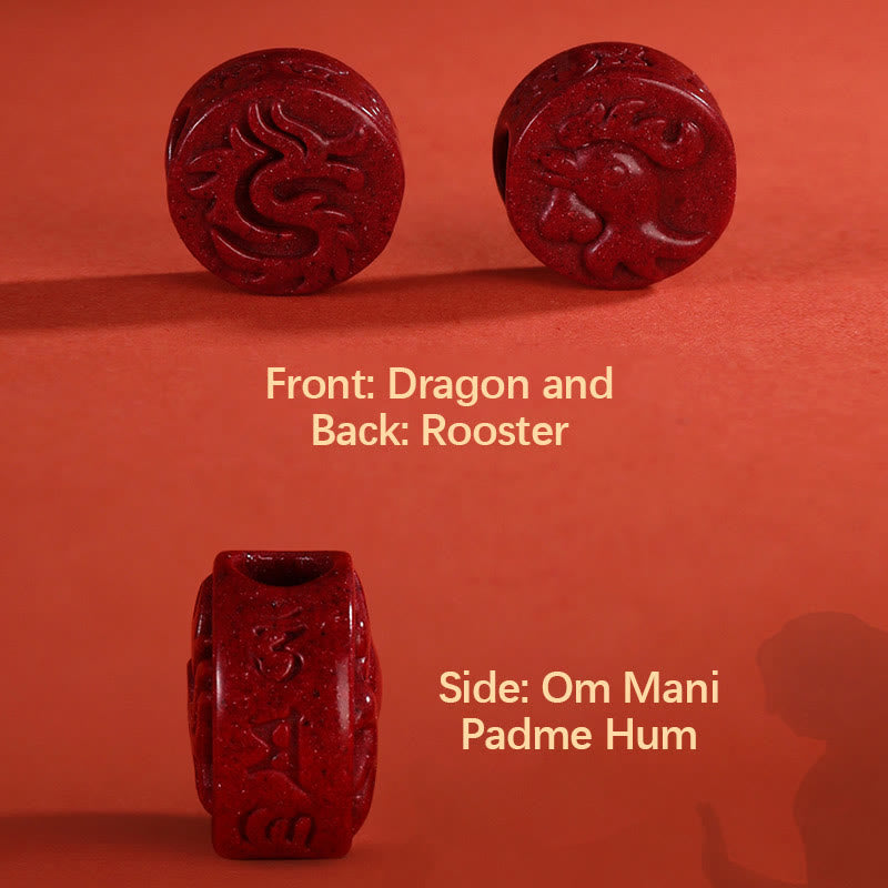 Stone of buddha Year of the Dragon 925 Sterling Silver Chinese Zodiac Cinnabar Auspicious Matches Blessing Bracelet
