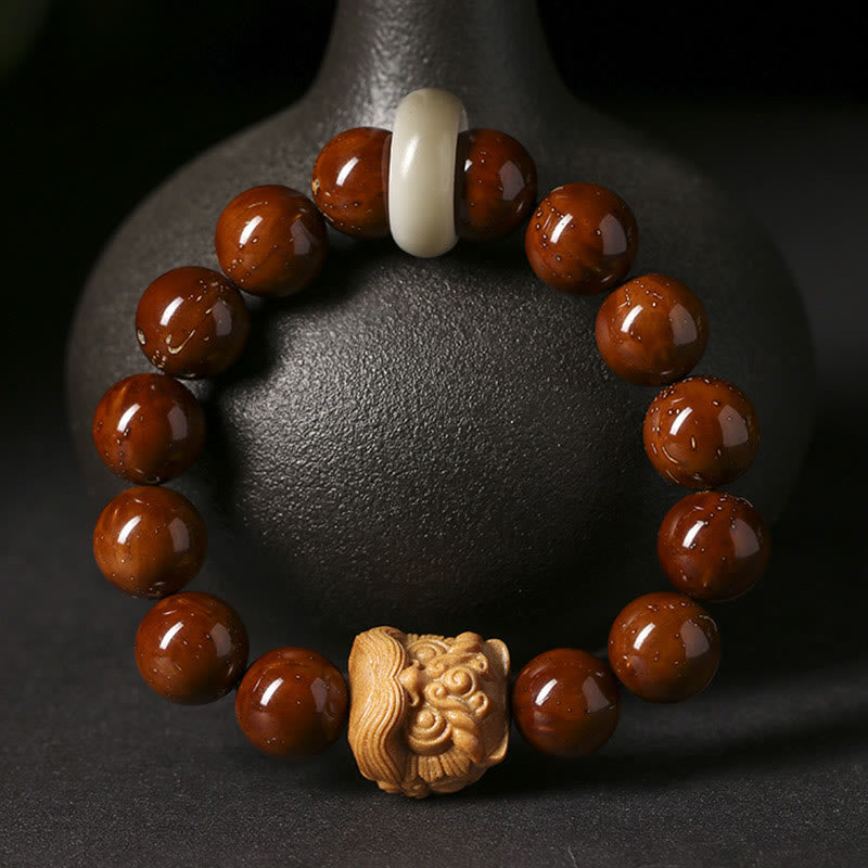 Stone of buddha Purple Bodhi Seed Dancing Lion Wisdom Bracelet