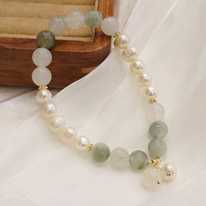 Stone of buddha Natural Pearl Jade Healing Sincerity Bracelet