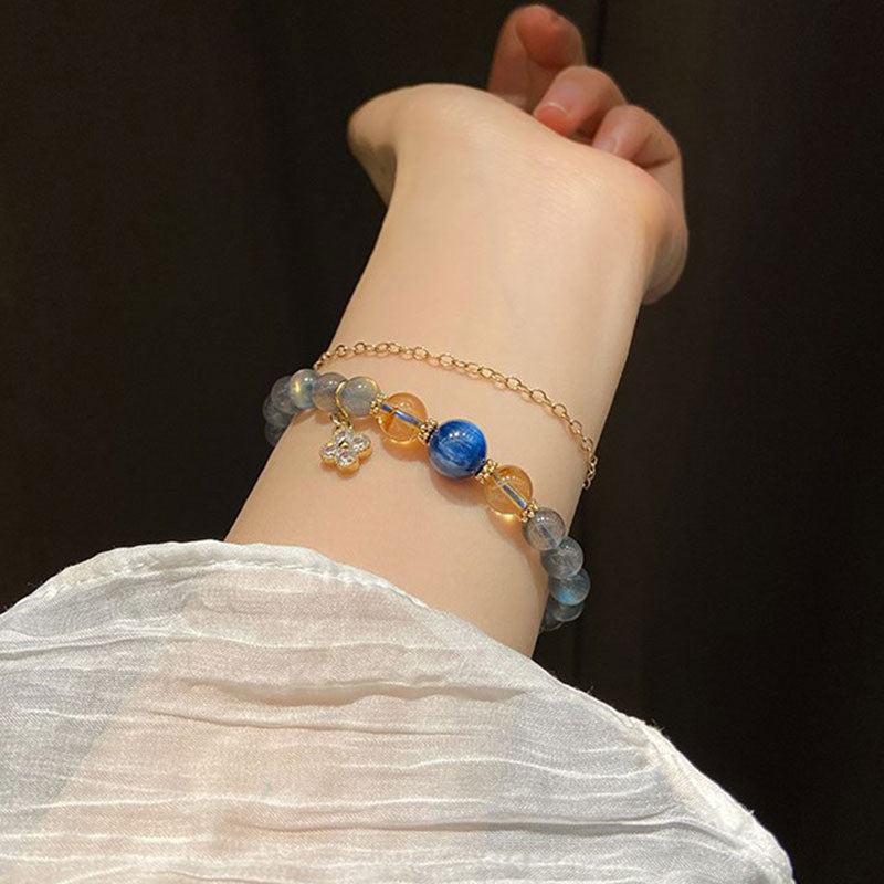 Stone of buddha Natural Moonstone Flower Chram Healing Beads Bracelet
