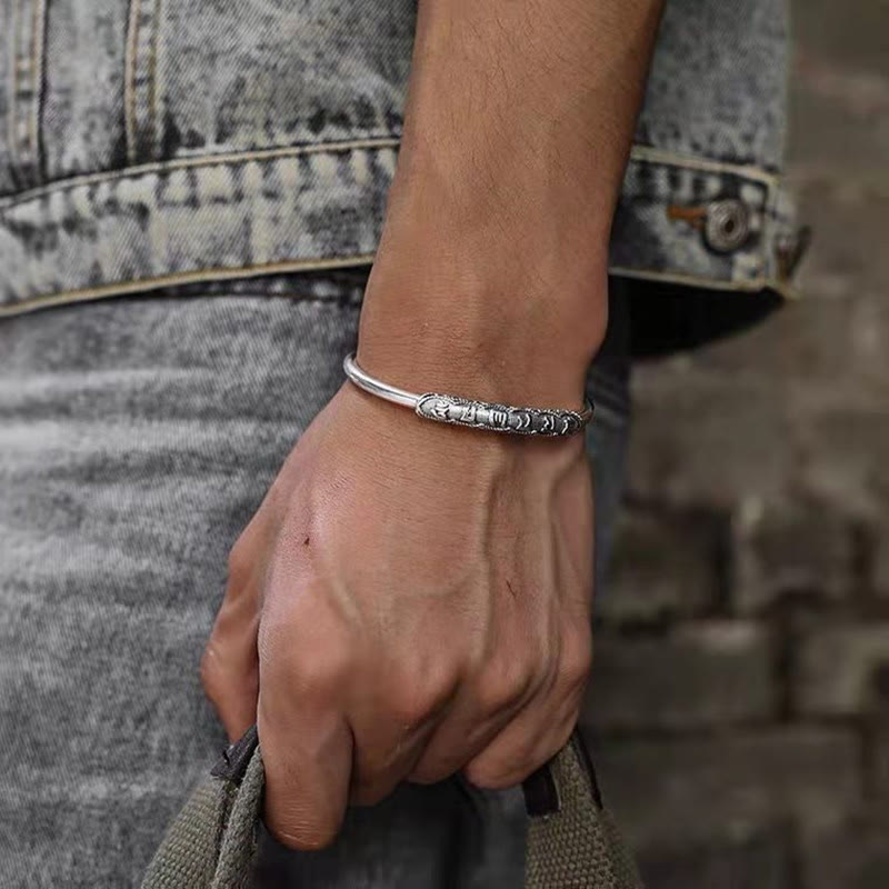 Stone of buddha Om Mani Padme Hum Engraved Peace Cuff Bracelet Bangle