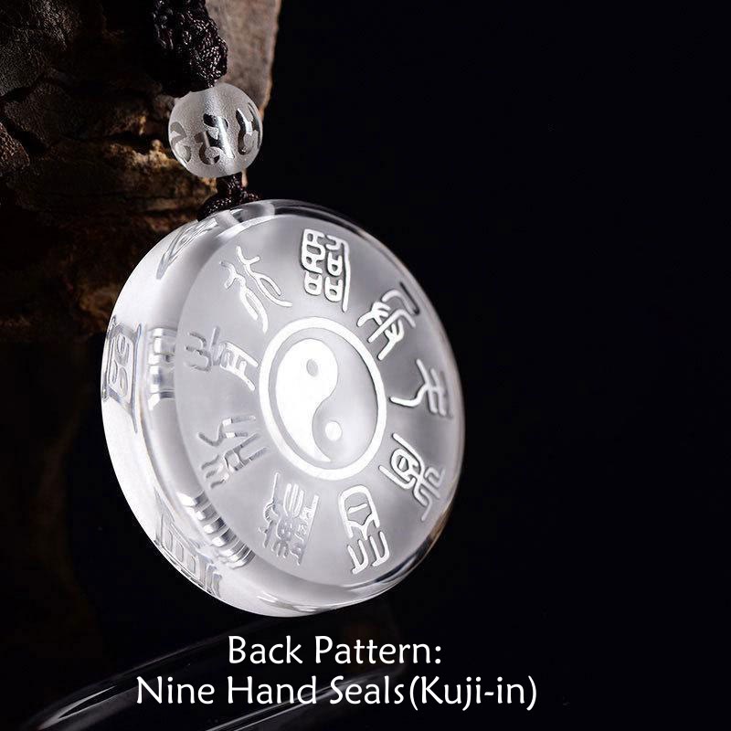 Stone of buddha Taoism Five Sacred Mountains Yin Yang Symbol Liuli Crystal Balance Necklace Pendant Key Chain
