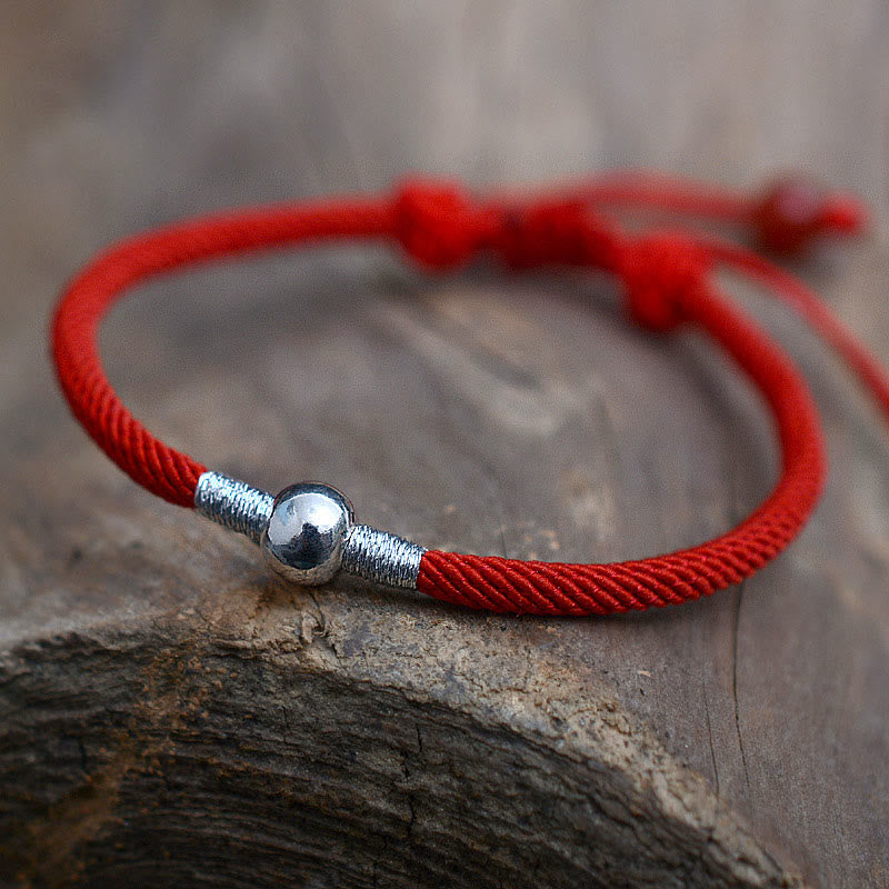 Stone of buddha 925 Sterling Silver Lucky Bead Protection Red String Bracelet