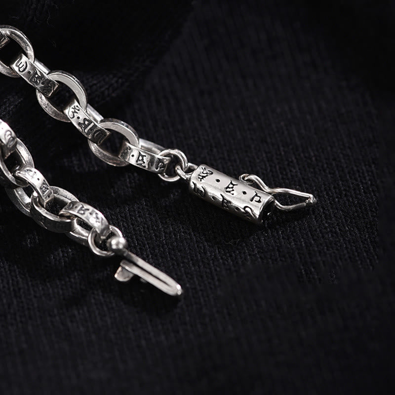 Stone of buddha 925 Sterling Silver Om Mani Padme Hum Carved Design Creativity Metal Bracelet