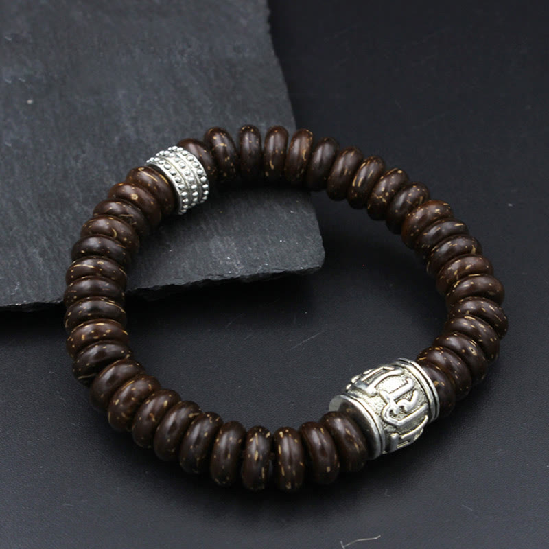 Stone of buddha Natural Tibetan Coconut Shell Om Mani Padme Hum Positive Bracelet