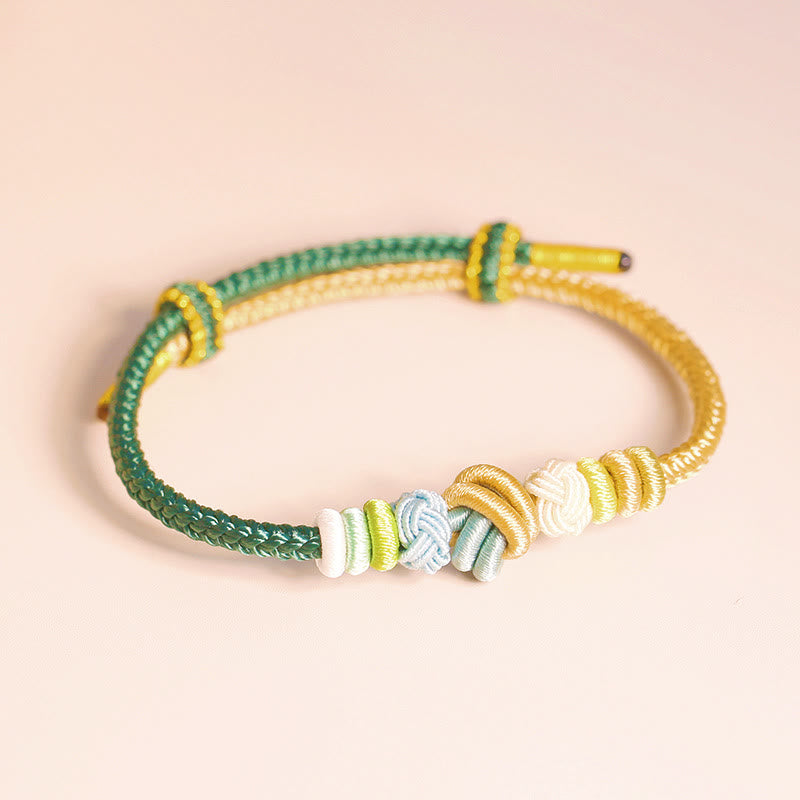 Stone of buddha Two-Color Rope Handcrafted Eight Thread Peace Knot Luck Connection Bracelet