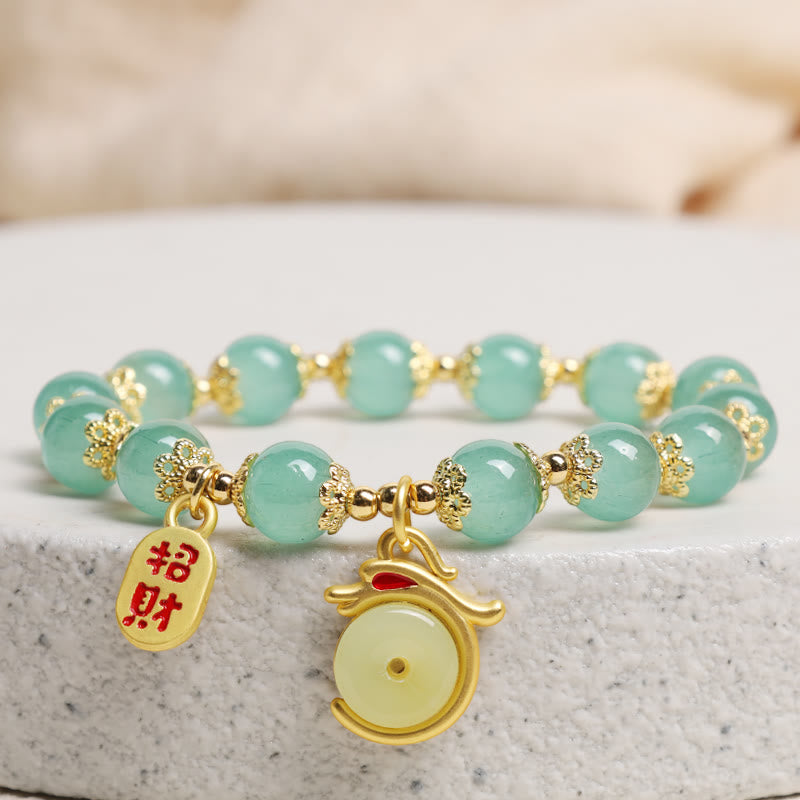 Stone of buddha Year of the Dragon Red Agate Green Aventurine Peace Buckle Fu Character Lucky Fortune Bracelet