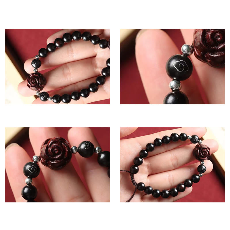Stone of buddha Small Leaf Red Sandalwood Sooth Bracelet