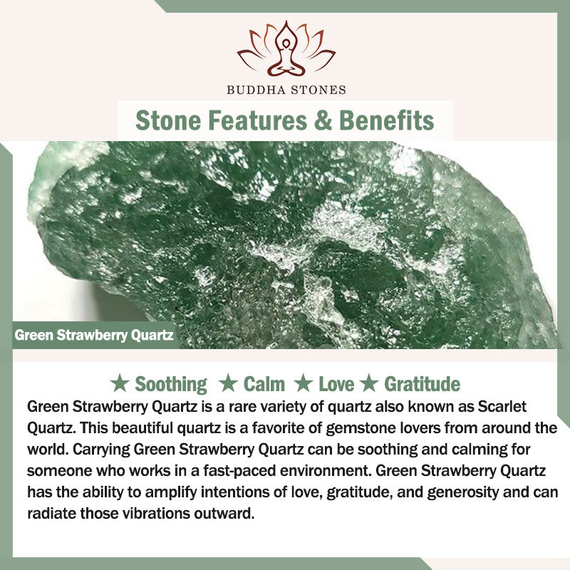 Stone of buddha Natural Green Strawberry Quartz Soothing Fu Character Bracelet