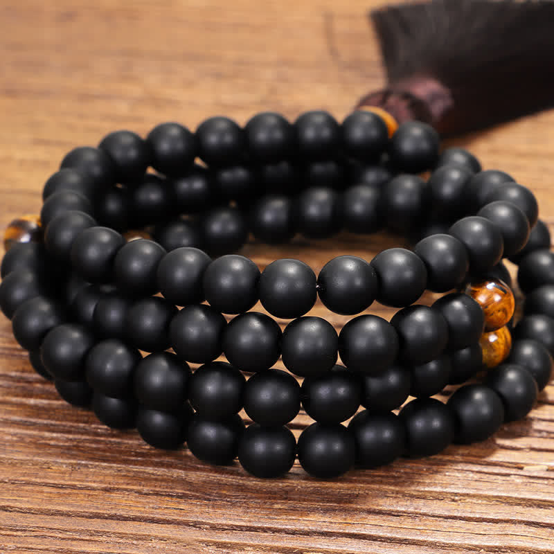 Stone of buddha 108 Mala Beads Frosted Stone Tiger Eye Balance Bracelet Necklace Pendant