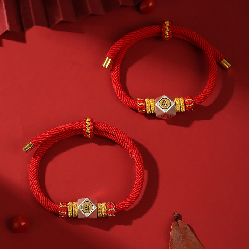 Stone of buddha 999 Sterling Silver Chinese Zodiac Natal Buddha Red Rope Luck Strength Handcrafted Kids Bracelet