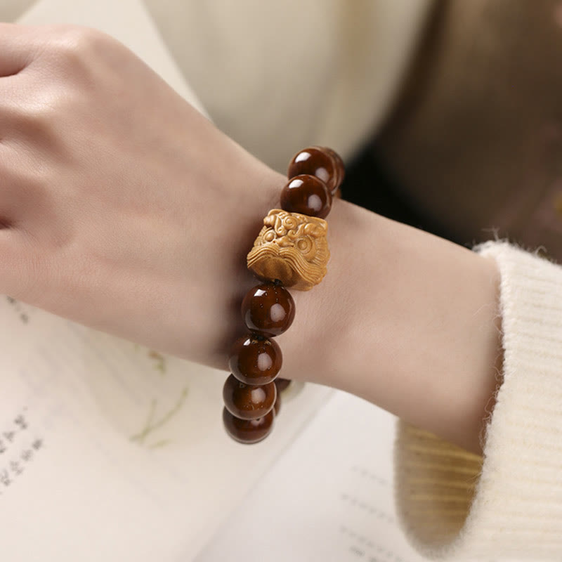 Stone of buddha Purple Bodhi Seed Dancing Lion Wisdom Bracelet