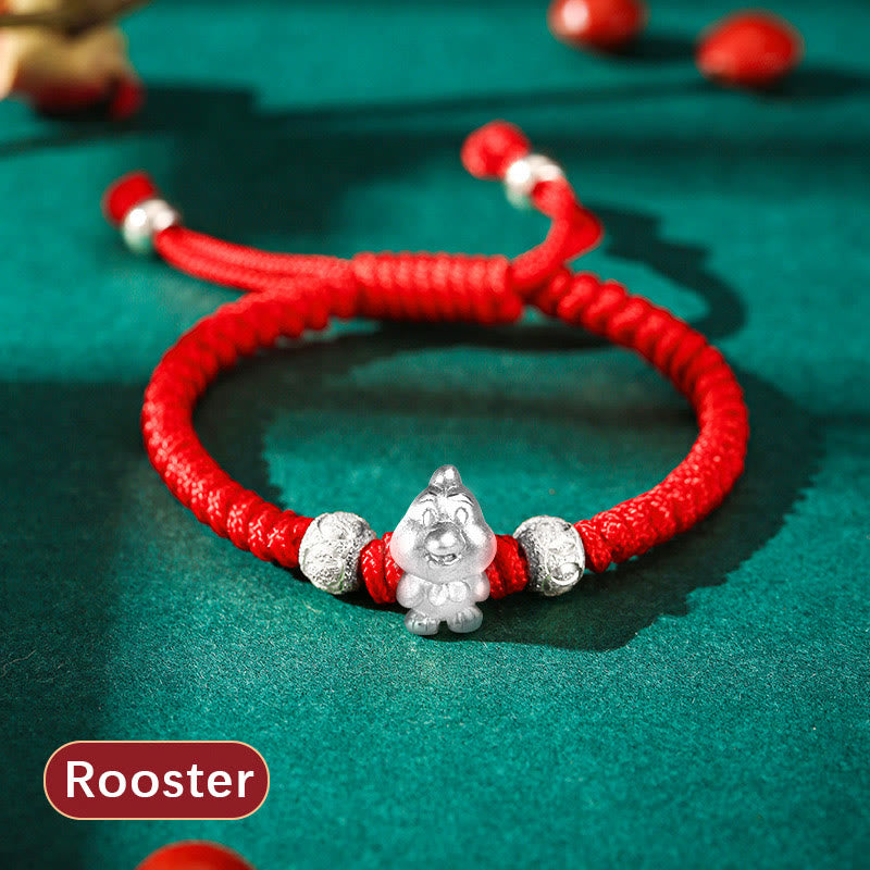 Stone of buddha 999 Sterling Silver Chinese Zodiac Red Rope Luck Handcrafted Kids Bracelet