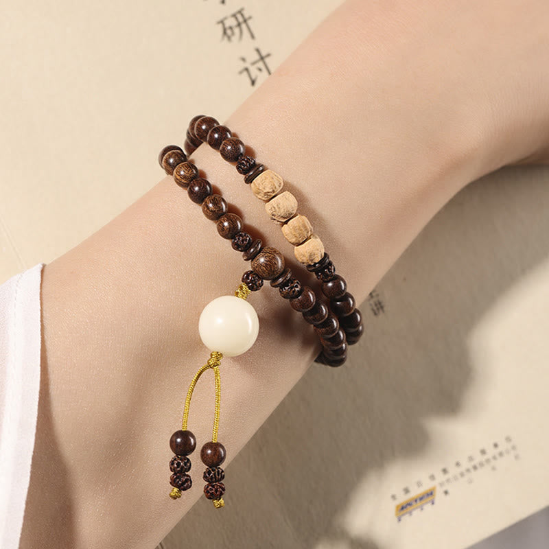 Stone of buddha Sandalwood Small Leaf Red Sandalwood Bodhi Seed Purification Double Wrap Bracelet