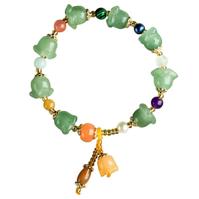 Stone of buddha Green Aventurine Magnolia Flower Luck Bracelet