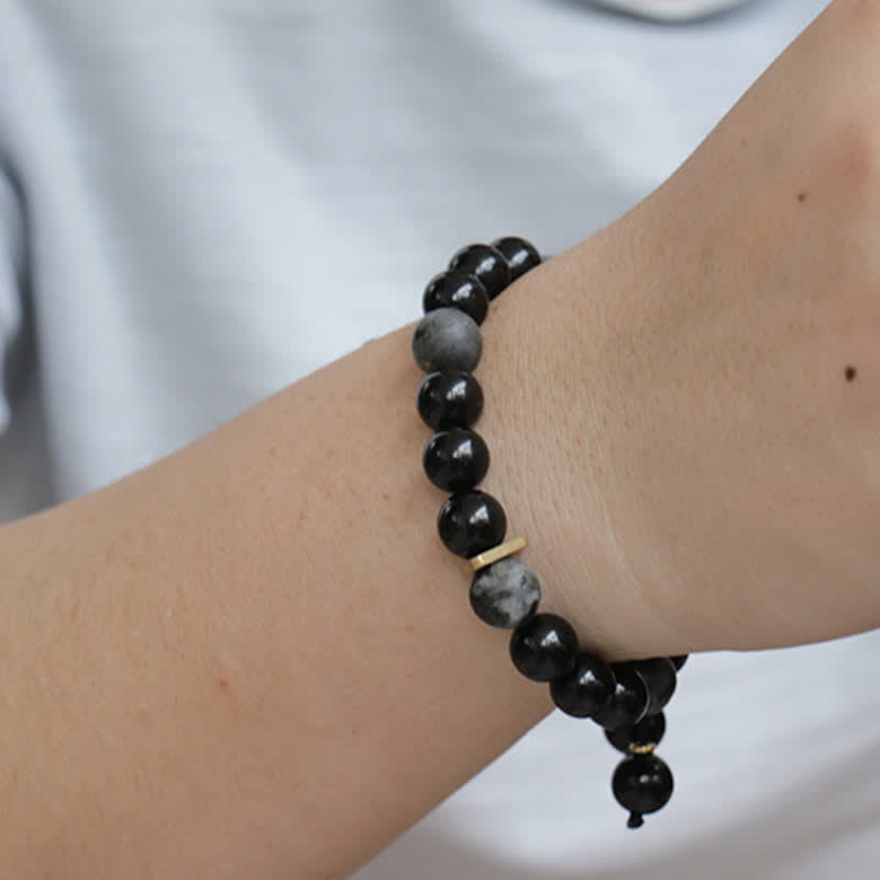 Stone of buddha Black Obsidian Black Glitter Stone Purification Bracelet