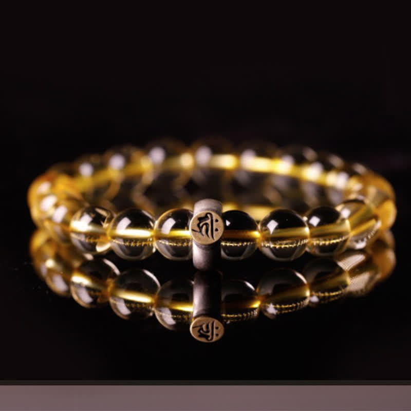 Stone of buddha 925 Sterling Silver Chinese Zodiac Natal Buddha Citrine Protection Bracelet