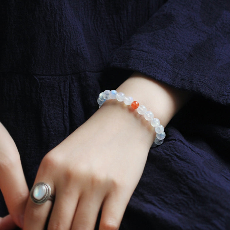 Stone of buddha Moonstone Calm Healing Positive Bracelet