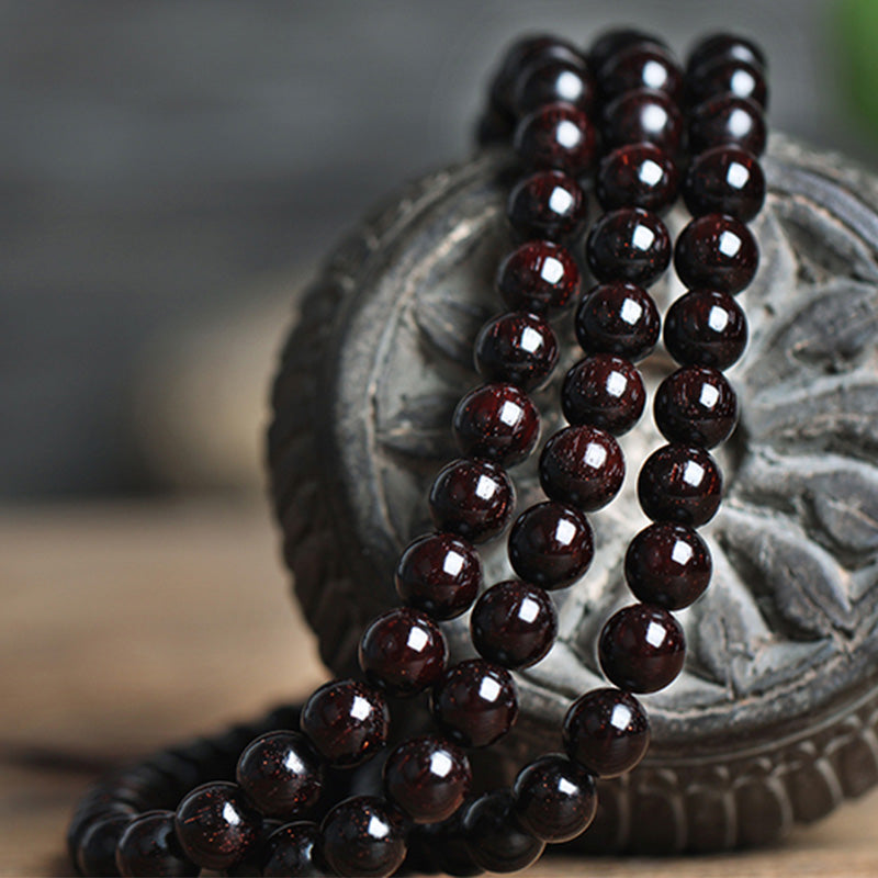 Stone of buddha 108 Mala Beads 4.8 Stars With Gold Star Indian Small Leaf Red Sandalwood Amber Turquoise Chinese Knotting Blessing Bracelet