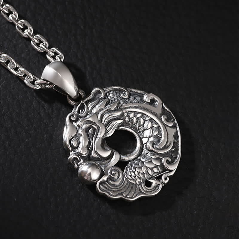 Stone of buddha Koi Fish Dragon Peace Buckle Wealth Necklace Pendant