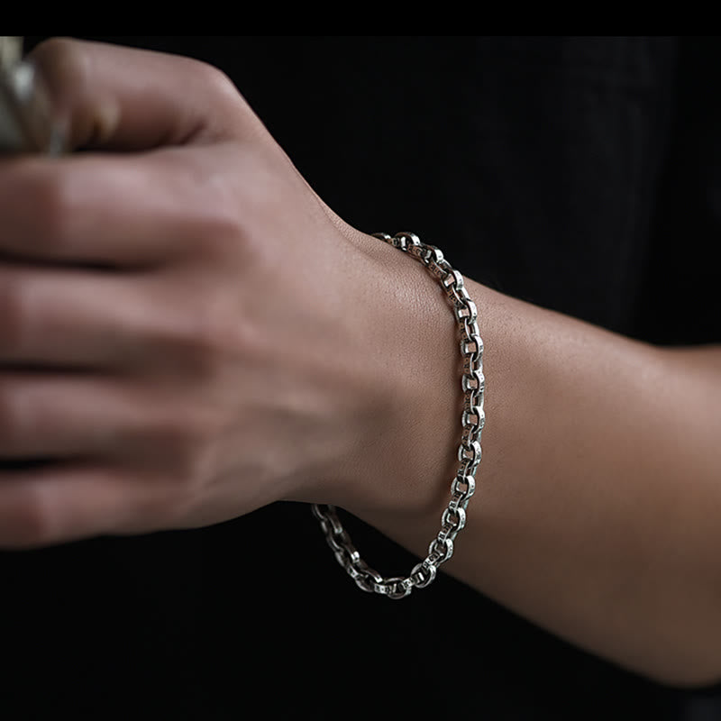Stone of buddha 925 Sterling Silver Om Mani Padme Hum Carved Design Creativity Metal Bracelet
