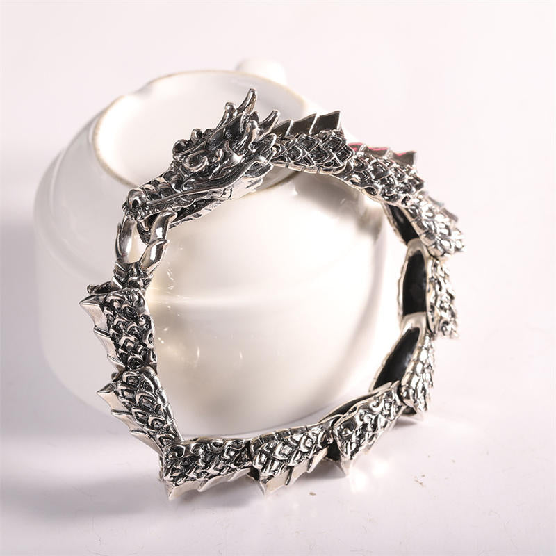 Stone of buddha 925 Sterling Silver Dragon Luck Success Bracelet Bangle