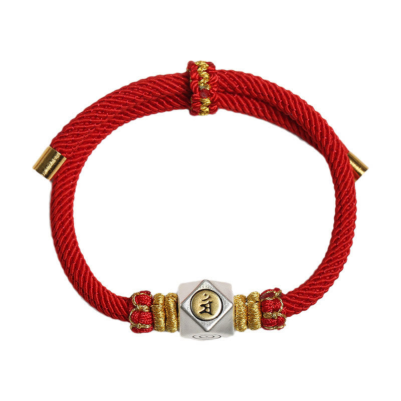 Stone of buddha 999 Sterling Silver Chinese Zodiac Natal Buddha Red Rope Luck Strength Handcrafted Kids Bracelet