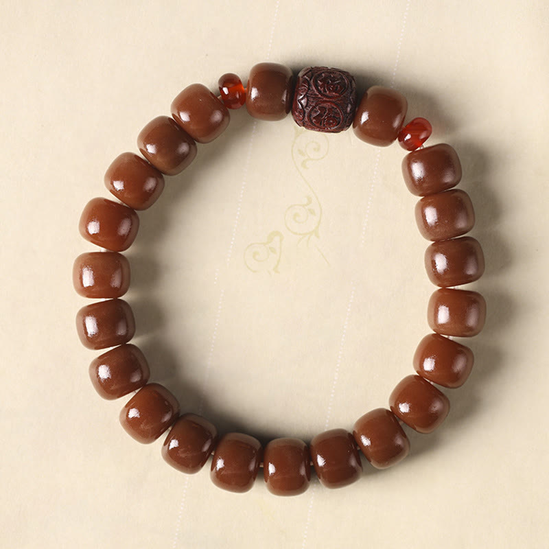 Stone of buddha Bodhi Seed Auspicious Cloud Fu Character Bead Peace Bracelet