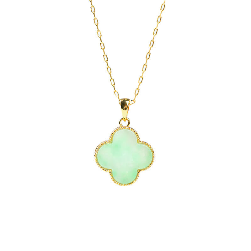 Stone of buddha Four Leaf Clover Jade Pattern Luck Necklace Pendant