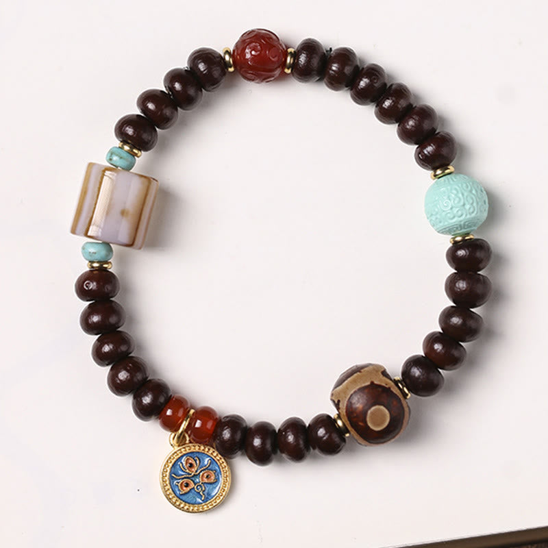 Stone of buddha Natural Tibet Purple Bodhi Seed Dzi Bead God of Wealth Wisdom Bracelet