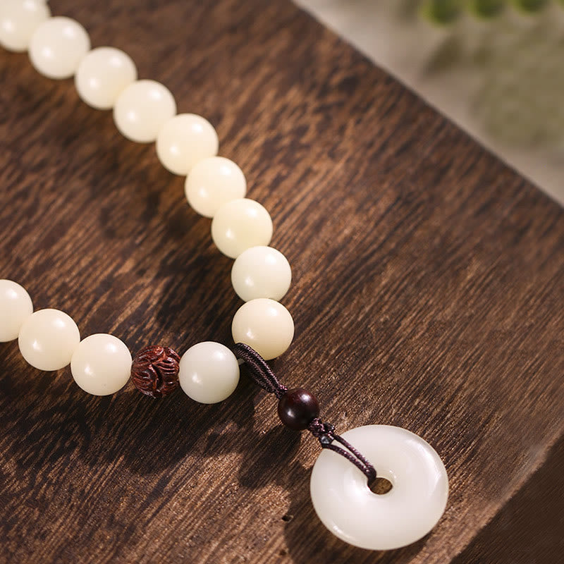 Stone of buddha Bodhi Seed Green Sandalwood Lotus Peace Buckle Harmony Double Wrap Bracelet