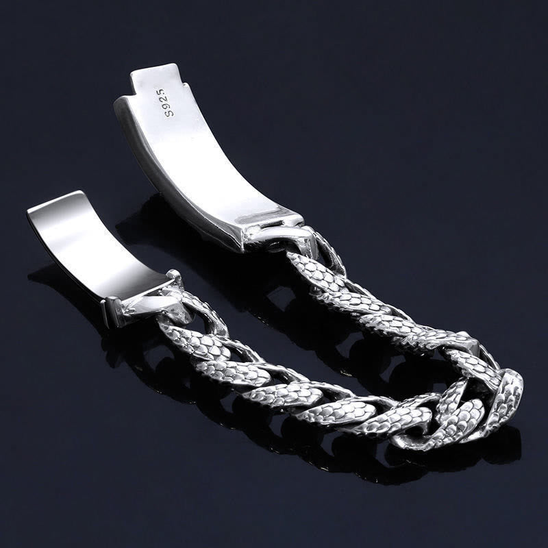 Stone of buddha Retro Dragon Scale Pattern Engraved Protection Bracelet