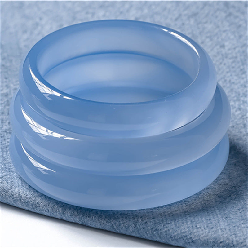 Stone of buddha Blue Chalcedony Emotional Balance Bracelet Bangle